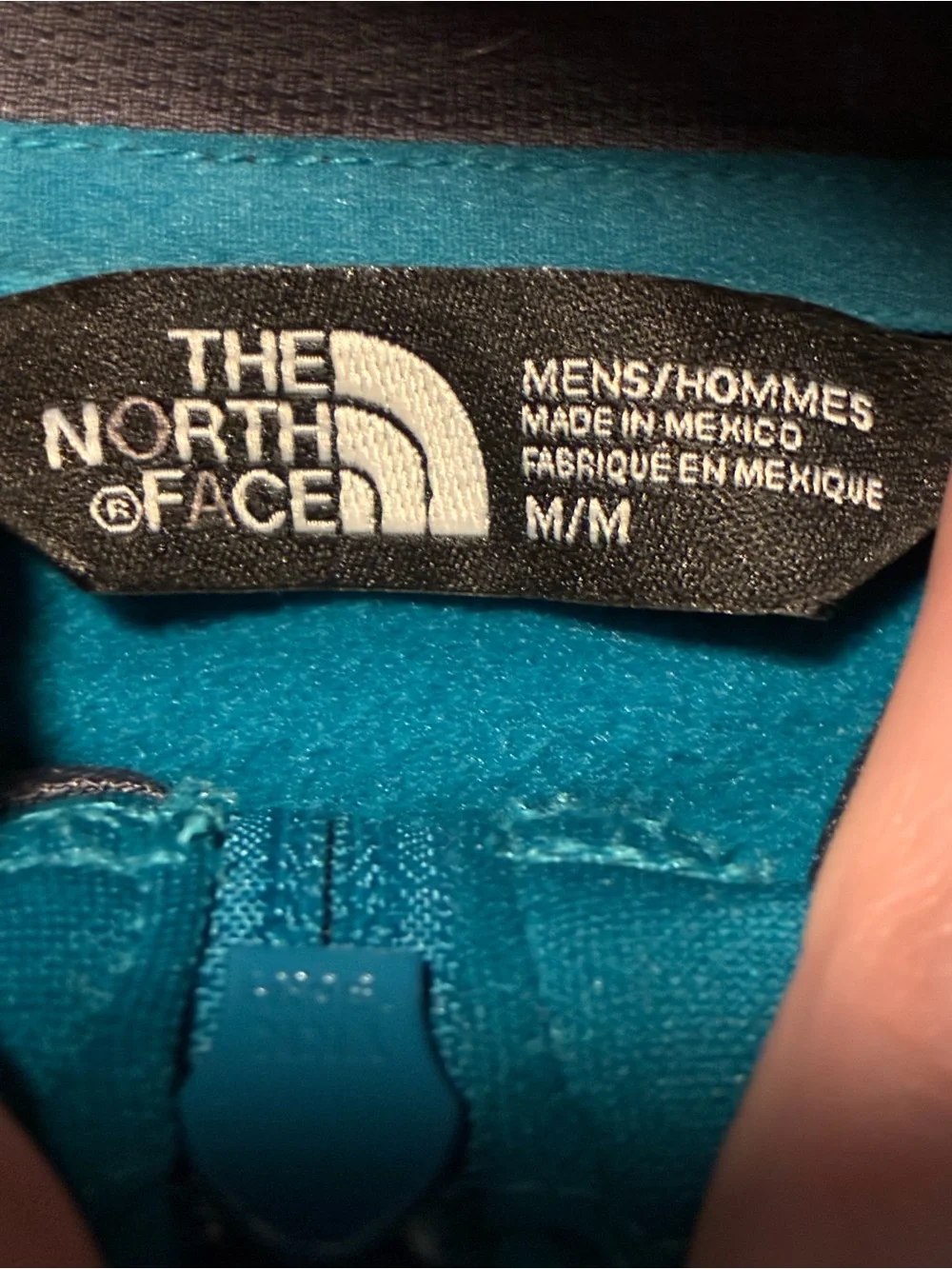 The North Face Blue Zip-Up Hoodie with Logo, size medium, warm, comfortable